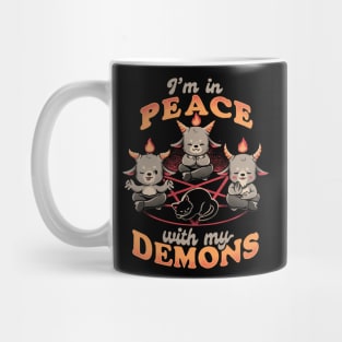 In Peace With My Demons - Creepy Cute Baphomet Cat Gift Mug